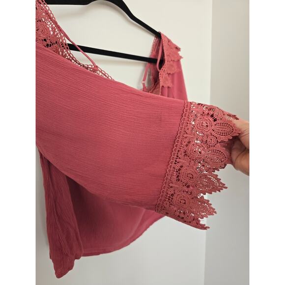 Romantic Pink Dusty Rose Fairy Coquette Dainty Top XL Crochet Boho Whimsical - Picture 4 of 10
